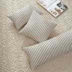 Lumbar Cushion Cover Cotton-Linen Handwoven Stripe Hidden Zipper