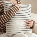 Lumbar Cushion Cover Cotton-Linen Handwoven Stripe Hidden Zipper