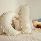 Lumbar Cushion Ruffled Trim & Polka Dot Cotton Blend