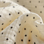 Lumbar Cushion Ruffled Trim & Polka Dot Cotton Blend