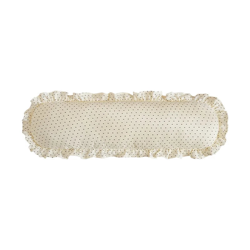 Lumbar Cushion Ruffled Trim & Polka Dot Cotton Blend