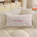 Lumbar Pillow Cover Argyle & Cat Motifs Pom-Pom Corners