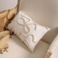 Lumbar Pillow Cover Cotton-Linen Loop-Tufted Applique Machine Washable
