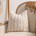 Lumbar Pillow Cover Cotton-Linen Loop-Tufted Applique Machine Washable