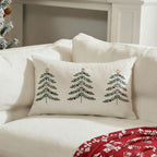 Lumbar Pillow Cover Embroidered Christmas Trees Hidden Zipper