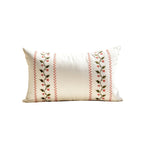 Lumbar Pillow Cover Embroidered Holly Cotton-Linen Hidden Zipper