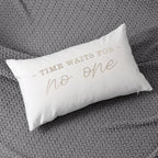 Lumbar Pillow Cover Embroidered Metallic Script Soft-Touch Hidden Zipper