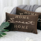 Lumbar Pillow Cover Embroidered Metallic Script Soft-Touch Hidden Zipper