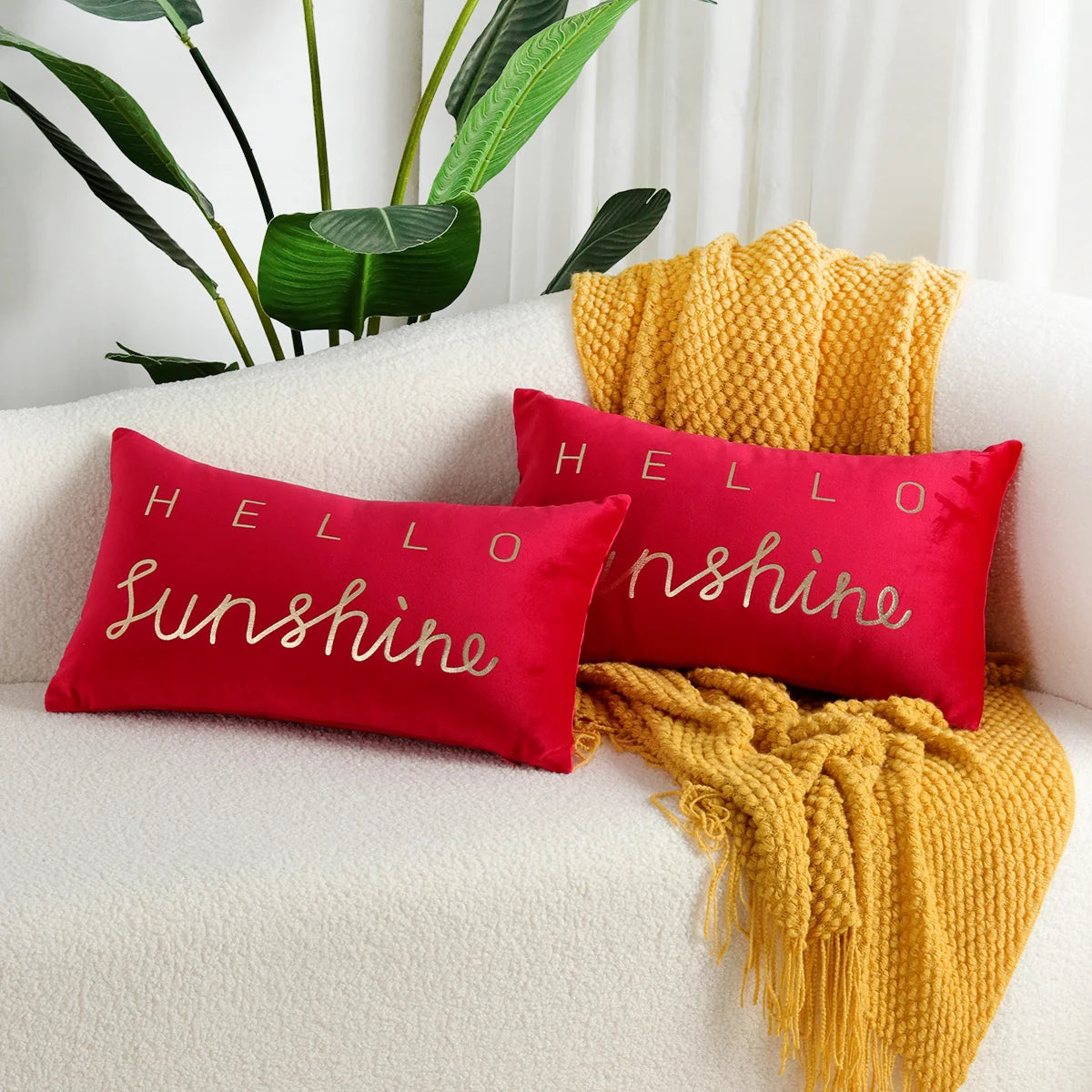 Lumbar Pillow Cover Embroidered Metallic Script Soft-Touch Hidden Zipper