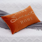 Lumbar Pillow Cover Embroidered Metallic Script Soft-Touch Hidden Zipper