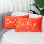 Lumbar Pillow Cover Embroidered Metallic Script Soft-Touch Hidden Zipper