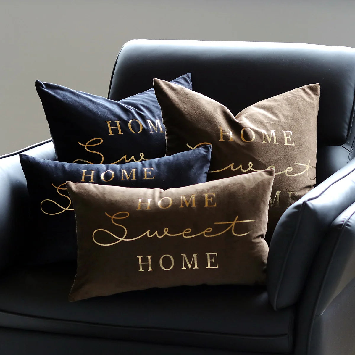 Lumbar Pillow Cover Embroidered Metallic Script Soft-Touch Hidden Zipper