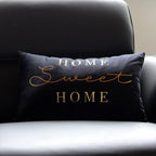Lumbar Pillow Cover Embroidered Metallic Script Soft-Touch Hidden Zipper