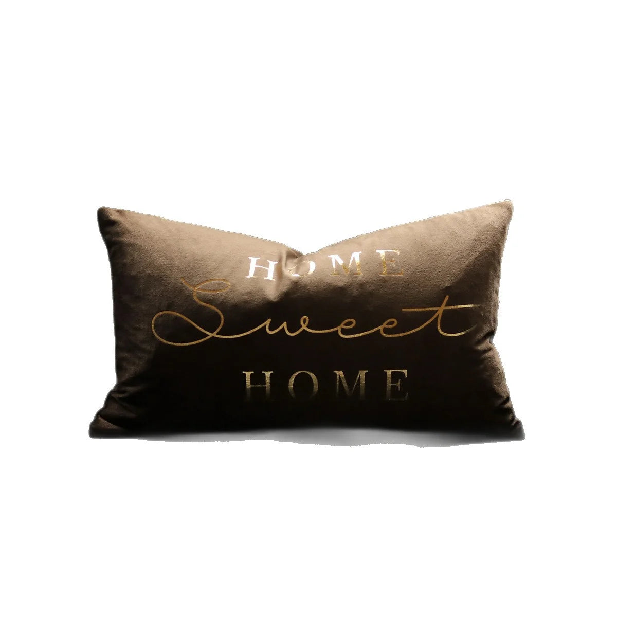 Lumbar Pillow Cover Embroidered Metallic Script Soft-Touch Hidden Zipper