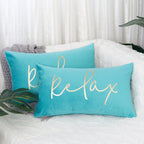 Lumbar Pillow Cover Embroidered Metallic Script Soft-Touch Hidden Zipper