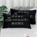 Lumbar Pillow Cover Embroidered Metallic Script Soft-Touch Hidden Zipper