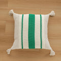 Lumbar Pillow Cover Handwoven Cotton Tassels Hidden Zipper