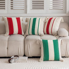 Lumbar Pillow Cover Handwoven Cotton Tassels Hidden Zipper