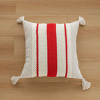 Lumbar Pillow Cover Handwoven Cotton Tassels Hidden Zipper