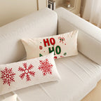 Lumbar Pillow Cover Microfiber Merry Christmas Print Hidden Zipper