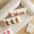 Lumbar Pillow Cover Microfiber Merry Christmas Print Hidden Zipper