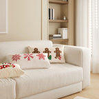 Lumbar Pillow Cover Microfiber Merry Christmas Print Hidden Zipper