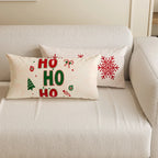 Lumbar Pillow Cover Microfiber Merry Christmas Print Hidden Zipper