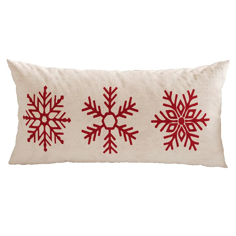 Lumbar Pillow Cover Microfiber Merry Christmas Print Hidden Zipper