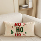 Lumbar Pillow Cover Microfiber Merry Christmas Print Hidden Zipper