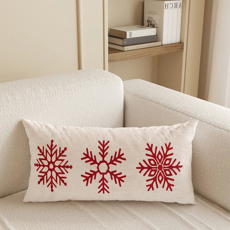 Lumbar Pillow Cover Microfiber Merry Christmas Print Hidden Zipper