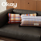 Lumbar Pillow Cover Plaid Woven Pom-Pom Hidden Zipper