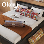 Lumbar Pillow Cover Plaid Woven Pom-Pom Hidden Zipper