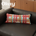 Lumbar Pillow Cover Plaid Woven Pom-Pom Hidden Zipper