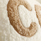 Lumbar Pillow Cover Plush Sherpa Raised Applique Hidden Zipper