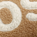 Lumbar Pillow Cover Plush Sherpa Raised Applique Hidden Zipper