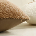 Lumbar Pillow Cover Plush Sherpa Raised Applique Hidden Zipper