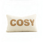 Lumbar Pillow Cover Plush Sherpa Raised Applique Hidden Zipper