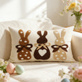 Lumbar Pillow Cover Tufted Bunny Appliqué Cotton-Linen Blend