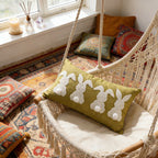 Lumbar Pillow Cover Tufted Bunny Applique & Hidden Zipper