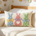 Lumbar Pillow Cover Tufted Bunny Applique & Hidden Zipper