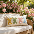 Lumbar Pillow Cover Tufted Bunny Applique & Hidden Zipper