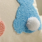Lumbar Pillow Cover Tufted Bunny Applique & Hidden Zipper
