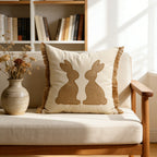 Lumbar Pillow Cover Tufted Bunny Applique & Hidden Zipper