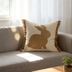 Lumbar Pillow Cover Tufted Bunny Applique & Hidden Zipper