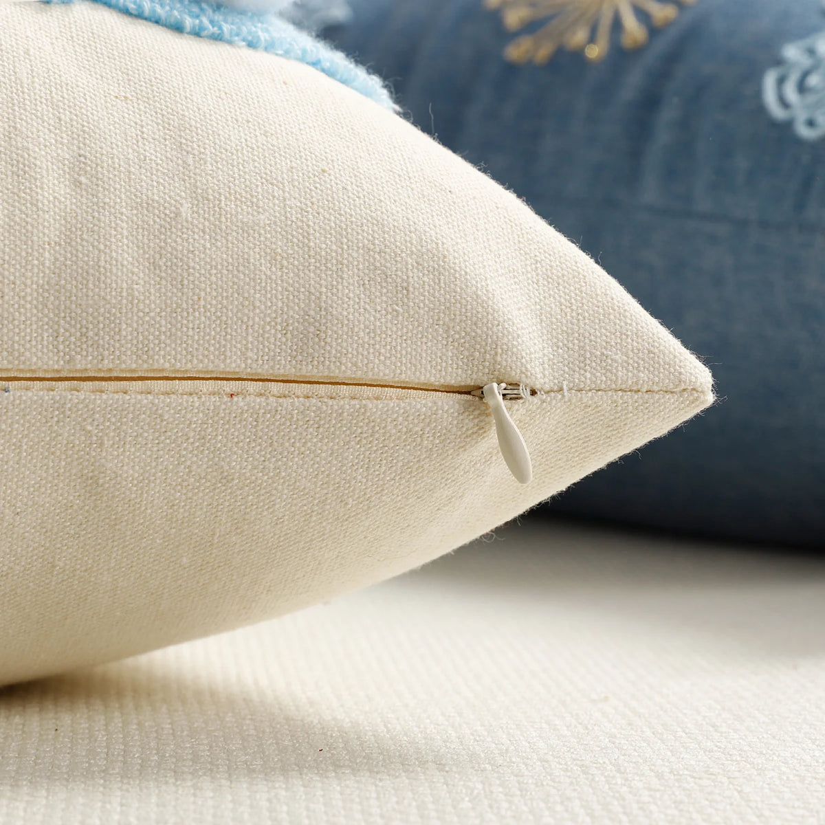 Lumbar Pillow Cover Tufted Bunny Applique & Hidden Zipper