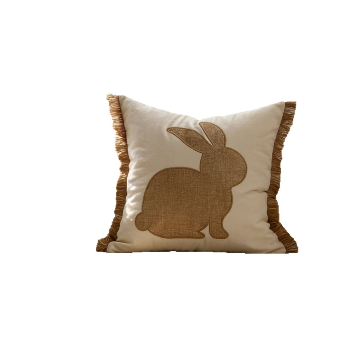 Lumbar Pillow Cover Tufted Bunny Applique & Hidden Zipper