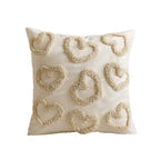 Lumbar Pillow Cover Tufted Heart Design Cotton-Linen Hidden Zipper