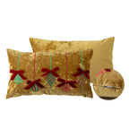 Lumbar Pillow Cover Velvet Embroidered Snowflakes & Velvet Bows