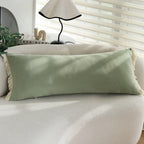 Lumbar Pillow Cover Velvety Microvelour Fringed Edges Concealed Zipper
