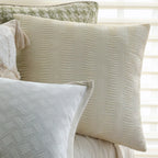 Lumbar Pillow Cover Velvety Microvelour Fringed Edges Concealed Zipper
